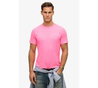 Rundhalsshirt SUPERDRY "CLASSIC ESSENTIAL TEE", Herren, Gr. XXL, rosa (washed dry fluro pink), Single Jersey, Obermaterial: 100% Baumwolle, unifarben, relaxed fit normal, Rundhals, Shirts (57677908-XX