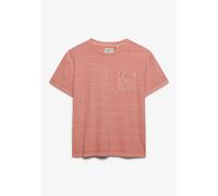 Rundhalsshirt SUPERDRY "COTTON CLASSIC LINEN PKT TEE", Damen, Gr. L, coastal coral, Single Jersey, Obermaterial: 80% Baumwolle, 20% Leinen, unifarben, relaxed fit normal, Rundhals, Shirts Rundhalsshir