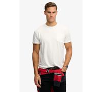 Rundhalsshirt SUPERDRY "COTTON CLASSIC LINEN PKT TEE", Damen, Gr. L, lime weiß, Single Jersey, Obermaterial: 80% Baumwolle, 20% Leinen, unifarben, relaxed fit normal, Rundhals, Shirts Rundhalsshirt, a