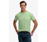 Rundhalsshirt SUPERDRY "COTTON CLASSIC LINEN PKT TEE", Damen, Gr. L, pastel peppermint, Single Jersey, Obermaterial: 80% Baumwolle, 20% Leinen, unifarben, relaxed fit normal, Rundhals, Shirts Rundhals