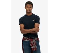 Rundhalsshirt SUPERDRY "ESSENTIAL CONTRAST EMB TEE", Herren, Gr. L, blau (eclipse navy), Single Jersey, Obermaterial: 100% Baumwolle, bedruckt, slim fit normal, Rundhals, Shirts Rundhalsshirt (5139412