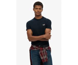 Rundhalsshirt SUPERDRY "ESSENTIAL CONTRAST EMB TEE", Herren, Gr. XL, blau (eclipse navy), Single Jersey, Obermaterial: 100% Baumwolle, bedruckt, slim fit normal, Rundhals, Shirts Rundhalsshirt, Slim F