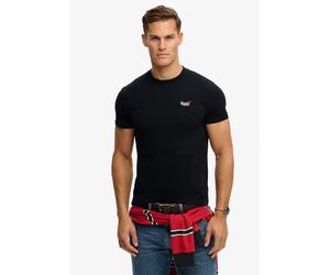 Rundhalsshirt SUPERDRY "ESSENTIAL CONTRAST EMB TEE", Herren, Gr. XXL, schwarz, Single Jersey, Obermaterial: 100% Baumwolle, bedruckt, slim fit normal, Rundhals, Shirts Rundhalsshirt, Slim Fit, Kurzarm