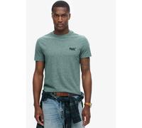 Rundhalsshirt SUPERDRY "ESSENTIAL LOGO EMB TEE", Herren, Gr. XXXL, grün (mid pine grün grit), Single Jersey, Obermaterial: 100% Baumwolle, meliert, casual, slim fit, Rundhals, Kurzarm, Shirts (9444613