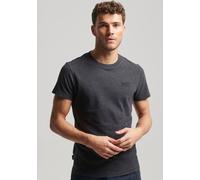Rundhalsshirt SUPERDRY "ESSENTIAL LOGO EMB TEE", Herren, Gr. M, schwarz (raven schwarz marl), Single Jersey, Obermaterial: 100% Baumwolle, meliert, unifarben, slim fit hüftlang, Rundhals, Shirts Rundh
