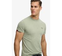 Rundhalsshirt SUPERDRY "ESSENTIAL LOGO EMB TEE", Damen, Gr. M, vintage sage grün marl, Single Jersey, Obermaterial: 100% Baumwolle, meliert, slim fit hüftlang, Rundhals, Shirts Rundhalsshirt (67963422