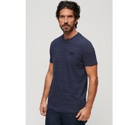 Rundhalsshirt SUPERDRY "ESSENTIAL LOGO EMB TEE", Damen, Gr. S, blau (schwarz indigo), Single Jersey, Obermaterial: 100% Baumwolle, unifarben, slim fit hüftlang, Rundhals, Shirts Rundhalsshirt (4409051