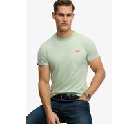 Rundhalsshirt SUPERDRY "ESSENTIAL LOGO EMB TEE", Herren, Gr. XL, cameo grün, rot, Single Jersey, Obermaterial: 100% Baumwolle, unifarben, slim fit hüftlang, Rundhals, Shirts Rundhalsshirt (30697444-XL