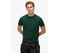 Rundhalsshirt SUPERDRY "ESSENTIAL LOGO EMB TEE", Herren, Gr. S, grün (pitch grün marl), Single Jersey, Obermaterial: 100% Baumwolle, meliert, slim fit hüftlang, Rundhals, Shirts Rundhalsshirt, aus Bau