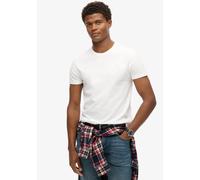Rundhalsshirt SUPERDRY "ESSENTIAL LOGO EMB TEE", Herren, Gr. S, weiß (optic, optic), Single Jersey, Obermaterial: 100% Baumwolle, slim fit normal, Rundhals, Shirts Rundhalsshirt (63920640-S) optic, op