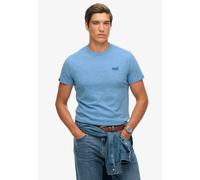 Rundhalsshirt SUPERDRY "ESSENTIAL LOGO EMB TEE", Herren, Gr. XL, blau (bright blau grit), Single Jersey, Obermaterial: 100% Baumwolle, meliert, slim fit hüftlang, Rundhals, Shirts Rundhalsshirt, aus B