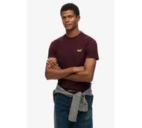 Rundhalsshirt SUPERDRY "ESSENTIAL LOGO EMB TEE", Herren, Gr. XXL, tawnty port marl, fluro gelb, Single Jersey, Obermaterial: 100% Baumwolle, unifarben, modisch, slim fit hüftlang, Rundhals, Kurzarm, S