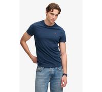 Rundhalsshirt SUPERDRY "ESSENTIAL SDCO LOGO EMB TEE", Herren, Gr. 3XL, blau (deep sea blau marl, orange), Single Jersey, Obermaterial: 100% Baumwolle, bedruckt, meliert, regular fit normal, Rundhals,