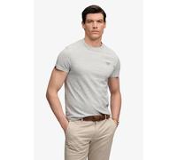 Rundhalsshirt SUPERDRY "ESSENTIAL SDCO LOGO EMB TEE", Herren, Gr. L, grau (pistachio grün marl), Single Jersey, Obermaterial: 100% Baumwolle, bedruckt, meliert, regular fit normal, Rundhals, Shirts Ru