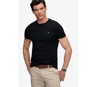Rundhalsshirt SUPERDRY "ESSENTIAL SDCO LOGO EMB TEE", Herren, Gr. XL, schwarz (schwarz, gold), Single Jersey, Obermaterial: 100% Baumwolle, unifarben, regular fit normal, Rundhals, Shirts Rundhalsshir