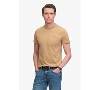 Rundhalsshirt SUPERDRY "ESSENTIAL SERIF LOGO EMB TEE", Herren, Gr. L, bronze braun, schwarz bronze, Single Jersey, Obermaterial: 100% Baumwolle, bedruckt, regular fit normal, Rundhals, Shirts Rundhals
