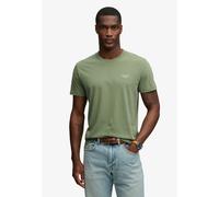Rundhalsshirt SUPERDRY "ESSENTIAL SERIF LOGO EMB TEE", Herren, Gr. L, laurel khaki, chalk, Single Jersey, Obermaterial: 100% Baumwolle, bedruckt, regular fit normal, Rundhals, Shirts Rundhalsshirt, Ba