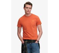 Rundhalsshirt SUPERDRY "ESSENTIAL SERIF LOGO EMB TEE", Herren, Gr. L, pumpkin orange marl, gelb, Single Jersey, Obermaterial: 100% Baumwolle, bedruckt, meliert, regular fit normal, Rundhals, Shirts Ru