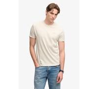 Rundhalsshirt SUPERDRY "ESSENTIAL SERIF LOGO EMB TEE", Herren, Gr. XXL, straw grau marl, grau, Single Jersey, Obermaterial: 100% Baumwolle, bedruckt, regular fit normal, Rundhals, Shirts Rundhalsshirt