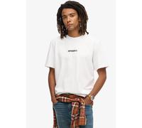 Rundhalsshirt SUPERDRY "MICRO LOGO GRAPHIC LOOSE TEE", Herren, Gr. S, weiß (brilliant weiß), Single Jersey, Obermaterial: 100% Baumwolle, bedruckt, loose fit, Rundhals, Shirts Rundhalsshirt (73418823-