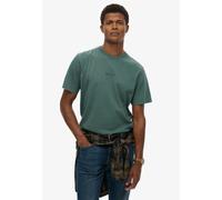 Rundhalsshirt SUPERDRY "MICRO LOGO T SHIRT", Herren, Gr. 3XL, stormy grün, Single Jersey, Obermaterial: 100% Baumwolle, unifarben, loose fit hüftbedeckend, Rundhals, Shirts Rundhalsshirt (32133364-XXX