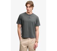 Rundhalsshirt SUPERDRY "MICRO LOGO T SHIRT", Herren, Gr. L, washed schwarz, Single Jersey, Obermaterial: 100% Baumwolle, bedruckt, loose fit normal, Rundhals, Shirts Rundhalsshirt, Baumwolle, loose fi