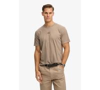 Rundhalsshirt SUPERDRY "MICRO LOGO TSHIRT", Damen, Gr. S, light beige, Single Jersey, Obermaterial: 100% Baumwolle, unifarben, loose fit normal, Rundhals, Shirts Rundhalsshirt, mit Micro-Marken-Logo (