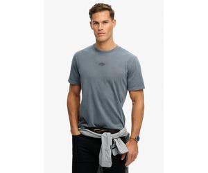 Rundhalsshirt SUPERDRY "MICRO LOGO TSHIRT", Herren, Gr. L, grau (stormy weather blau), Single Jersey, Obermaterial: 100% Baumwolle, unifarben, loose fit normal, Rundhals, Shirts Rundhalsshirt, mit Mic