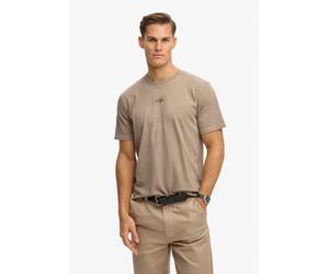 Rundhalsshirt SUPERDRY "MICRO LOGO TSHIRT", Herren, Gr. XL, beige (light beige), Single Jersey, Obermaterial: 100% Baumwolle, unifarben, loose fit normal, Rundhals, Shirts Rundhalsshirt, mit Micro-Mar