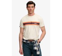 Rundhalsshirt SUPERDRY "OUTDOOR STRIPE LOGO RLXD TEE", Herren, Gr. XXL, ecru marl, Single Jersey, Obermaterial: 100% Baumwolle, bedruckt, meliert, relaxed fit normal, Rundhals, Shirts Rundhalsshirt, B