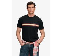 Rundhalsshirt SUPERDRY "OUTDOOR STRIPE LOGO RLXD TEE", Herren, Gr. XXL, phantom schwarz marl, Single Jersey, Obermaterial: 100% Baumwolle, bedruckt, meliert, relaxed fit normal, Rundhals, Shirts Rundh