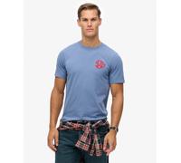 Rundhalsshirt SUPERDRY "Sd&co Neon Relaxed Tee", Damen, Gr. M, bay blau, Single Jersey, Obermaterial: 100% Baumwolle, bedruckt, regular fit normal, Rundhals, Shirts Rundhalsshirt, Baumwolle, regular f