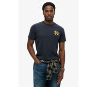 Rundhalsshirt SUPERDRY "Sd&co Neon Relaxed Tee", Herren, Gr. M, eclipse navy, Single Jersey, Obermaterial: 100% Baumwolle, bedruckt, regular fit normal, Rundhals, Shirts Rundhalsshirt, Baumwolle, regu