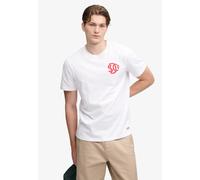 Rundhalsshirt SUPERDRY "Sd&co Neon Relaxed Tee", Herren, Gr. XL, weiß (optic, rot), Single Jersey, Obermaterial: 100% Baumwolle, bedruckt, regular fit normal, Rundhals, Shirts Rundhalsshirt, Baumwolle