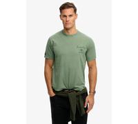 Rundhalsshirt SUPERDRY "TOKYO NARRATIVE LOOSE TEE", Herren, Gr. S, l pad grün, Single Jersey, Obermaterial: 100% Baumwolle, bedruckt, loose fit normal, Rundhals, Shirts Rundhalsshirt, mit coolem Tatto