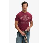 Rundhalsshirt SUPERDRY "VINTAGE PREP RELAXED TEE", Herren, Gr. XL, tawny port rot, Single Jersey, Obermaterial: 100% Baumwolle, relaxed fit normal, Rundhals, Shirts Rundhalsshirt, mit coolem Rissdruck