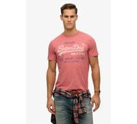 Rundhalsshirt SUPERDRY "VL CLASSIC RELAXED TEE", Damen, Gr. S, rot (mid rot grit), Single Jersey, Obermaterial: 60% Baumwolle, 40% Polyester, meliert, relaxed fit normal, Rundhals, Shirts Rundhalsshir