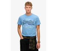 Rundhalsshirt SUPERDRY "VL CLASSIC RELAXED TEE", Herren, Gr. L, blau (fresh blau grit), Single Jersey, Obermaterial: 60% Baumwolle, 40% Polyester, meliert, relaxed fit normal, Rundhals, Shirts Rundhal