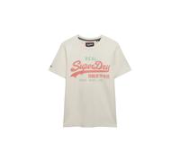 Rundhalsshirt SUPERDRY "VL CLASSIC TEE", Damen, Gr. S, soft weiß, Single Jersey, Obermaterial: 100% Baumwolle, bedruckt, regular fit normal, Rundhals, Shirts Rundhalsshirt, mit klassischem Vintage-Log
