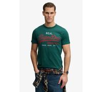 Rundhalsshirt SUPERDRY "VL CLASSIC TEE", Herren, Gr. 3XL, varsity grün, Single Jersey, Obermaterial: 100% Baumwolle, bedruckt, regular fit normal, Rundhals, Shirts Rundhalsshirt, mit klassischem Vinta