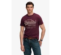 Rundhalsshirt SUPERDRY "VL CLASSIC TEE", Herren, Gr. L, port rot, Single Jersey, Obermaterial: 100% Baumwolle, bedruckt, relaxed fit normal, Rundhals, Shirts Rundhalsshirt, Baumwolle, relaxed fit (339
