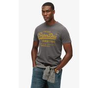 Rundhalsshirt SUPERDRY "VL CLASSIC TEE", Herren, Gr. L, schwarz (charcoal), Single Jersey, Obermaterial: 100% Baumwolle, bedruckt, modisch, regular fit, Rundhals, Kurzarm, Shirts (43602710-L) charcoal