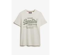 Rundhalsshirt SUPERDRY "VL CLASSIC TEE", Herren, Gr. L, weiß (winter weiß), Single Jersey, Obermaterial: 100% Baumwolle, bedruckt, modisch, regular fit, Rundhals, Kurzarm, Shirts (31821630-L) winter w
