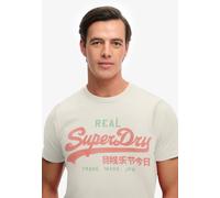 Rundhalsshirt SUPERDRY "VL CLASSIC TEE", Herren, Gr. M, soft weiß, Single Jersey, Obermaterial: 100% Baumwolle, bedruckt, regular fit normal, Rundhals, Shirts Rundhalsshirt, mit klassischem Vintage-Lo