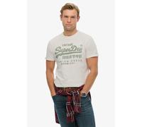Rundhalsshirt SUPERDRY "VL CLASSIC TEE", Herren, Gr. M, weiß (winter weiß), Single Jersey, Obermaterial: 100% Baumwolle, bedruckt, regular fit hüftbedeckend, Rundhals, Shirts Rundhalsshirt (31821630-M