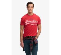 Rundhalsshirt SUPERDRY "VL CLASSIC TEE", Herren, Gr. S, base rot, Single Jersey, Obermaterial: 100% Baumwolle, bedruckt, regular fit normal, Rundhals, Shirts Rundhalsshirt, mit klassischem Vintage-Log