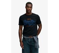 Rundhalsshirt SUPERDRY "VL CLASSIC TEE", Herren, Gr. XL, eclipse navy, Single Jersey, Obermaterial: 100% Baumwolle, bedruckt, regular fit normal, Rundhals, Shirts Rundhalsshirt, mit klassischem Vintag