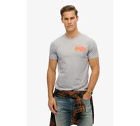 Rundhalsshirt SUPERDRY "VL EMBROIDERED RELAXED TEE", Herren, Gr. XL, grau (mid grau marl), Single Jersey, Obermaterial: 60% Baumwolle, 40% Polyester, meliert, relaxed fit normal, Rundhals, Shirts Rund