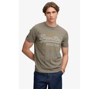 Rundhalsshirt SUPERDRY "VL HERITAGE RELAXED TEE", Herren, Gr. M, beige (olive grün marl), Single Jersey, Obermaterial: 100% Baumwolle, bedruckt, meliert, relaxed fit normal, Rundhals, Shirts Rundhalss