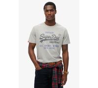 Rundhalsshirt SUPERDRY "VL HERITAGE RELAXED TEE", Herren, Gr. M, grau (college grau marl), Single Jersey, Obermaterial: 60% Baumwolle, 40% Polyester, meliert, relaxed fit, Rundhals, Shirts Rundhalsshi